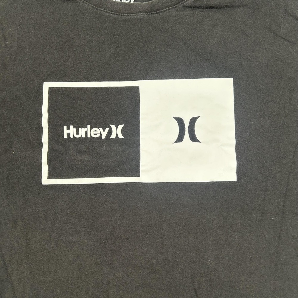 Hurley Shirt Mens Extra‎ Large Black Split Box Logo Graphic Tee Short Sleeve
